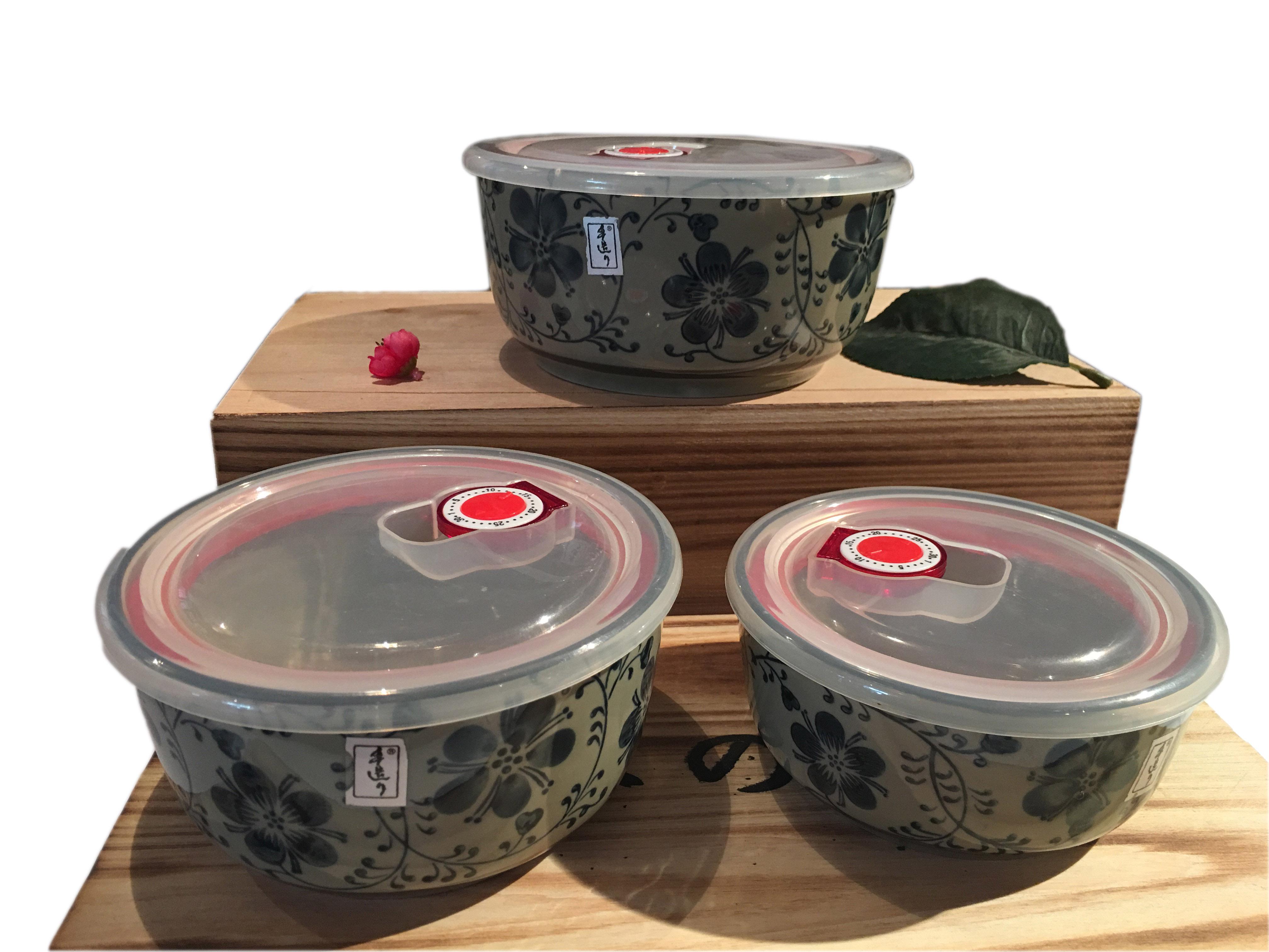 Asian Bowls Microwave Safe Porcelain Set Giftbox 3 Piece